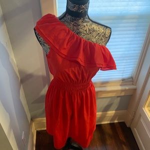 Off the shoulder coral dress